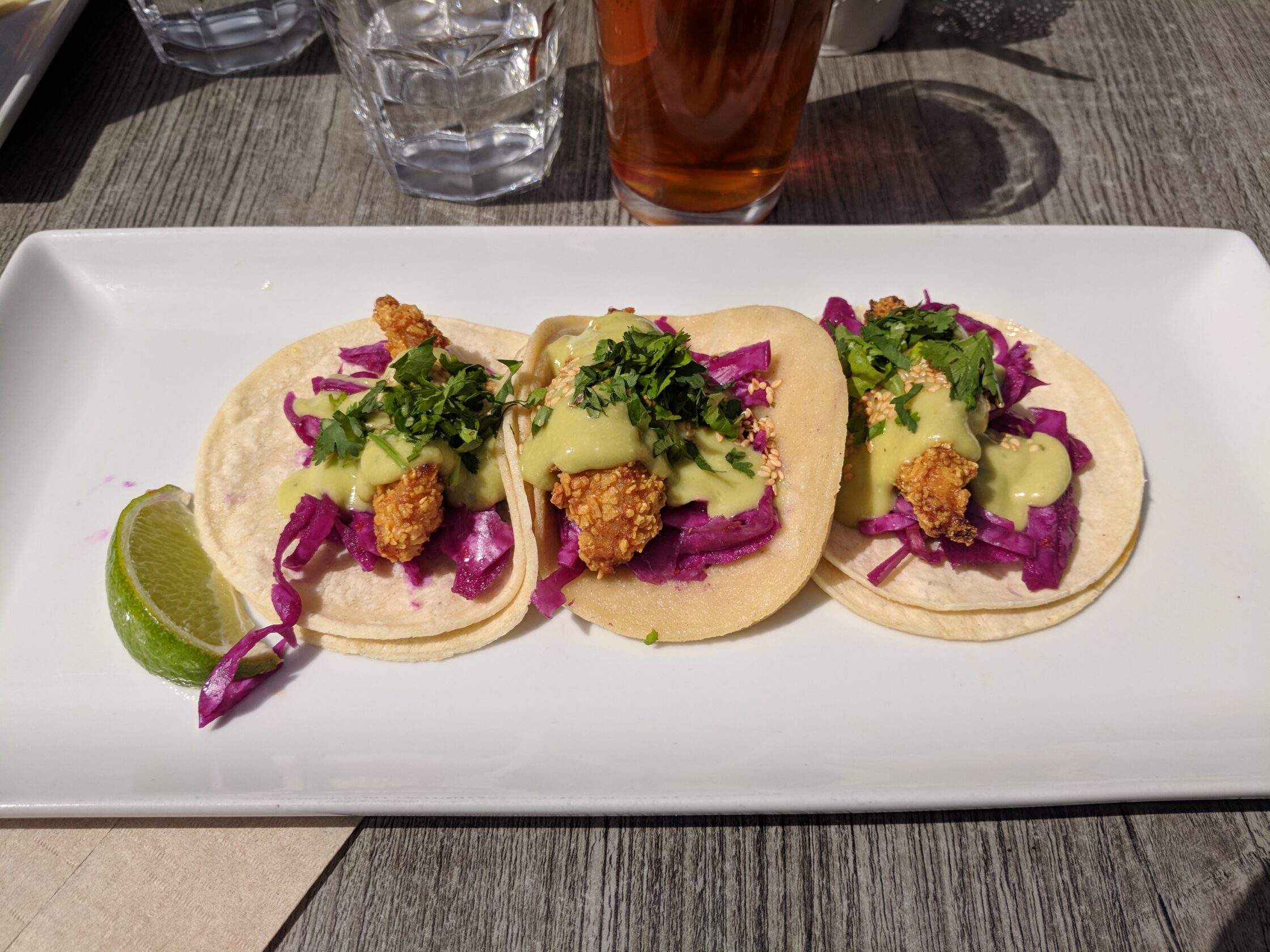 A plate of fish tacos.